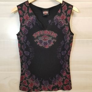 {L} Harley-Davidson 2007 Sturgis Roses Muscle Tee